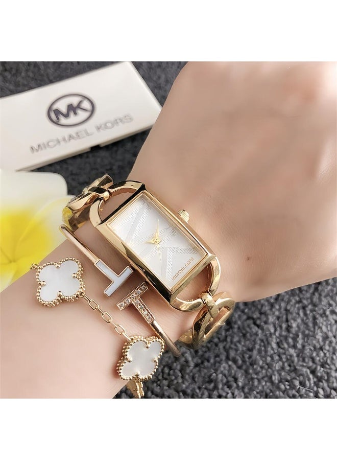 MK Michael Kors Classic Women's Fashion Multi functional Alloy rectangle Quartz Watch Stainless Steel Strap - Image 3